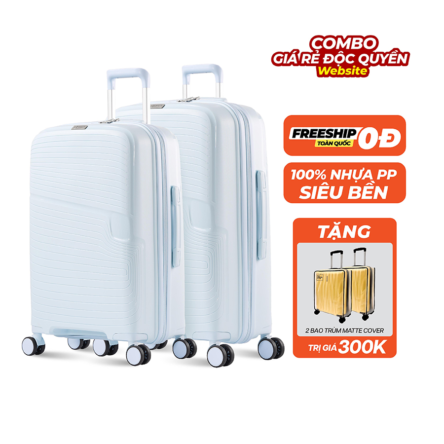 Vali Combo 2 Vali Larita Romi Size M + L Light Blue