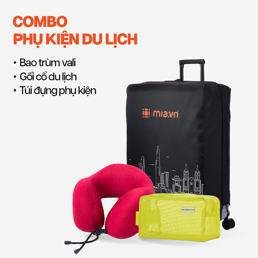 Phụ kiện khác Combo 3 món phụ kiện bao trùm bao trùm mia cover + Gối cổ The Travel Star TA33217 + Túi phụ kiện summer