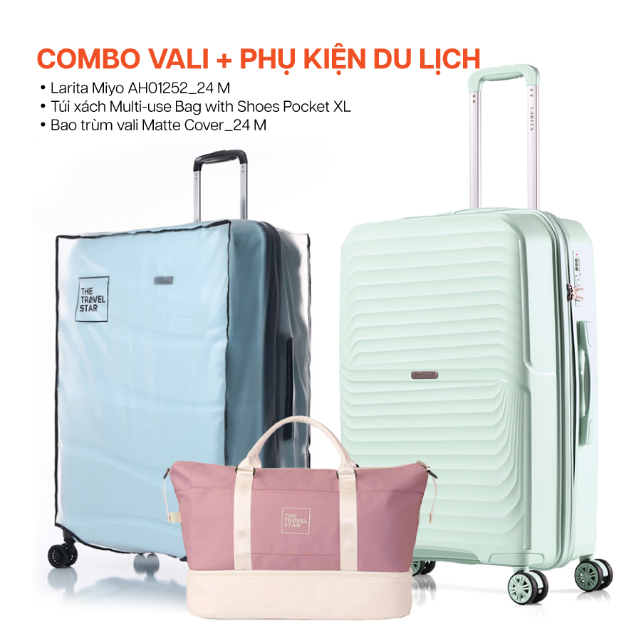 Vali Combo Du Lịch Dài Ngày Larita Miyo Mint Tiện Lợi
