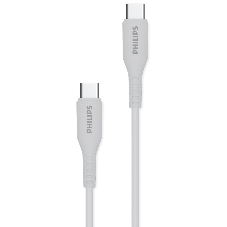 Phụ kiện khác Philips Cáp sạc điện thoại có đầu nối Type C to Type C, 1,2M (USB2.0) DLC8601W S White