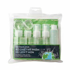 Bộ chai lọ chiết mỹ phẩm The Travel Star C00-378 7-pack Travel Bottle Set 60ml Clear