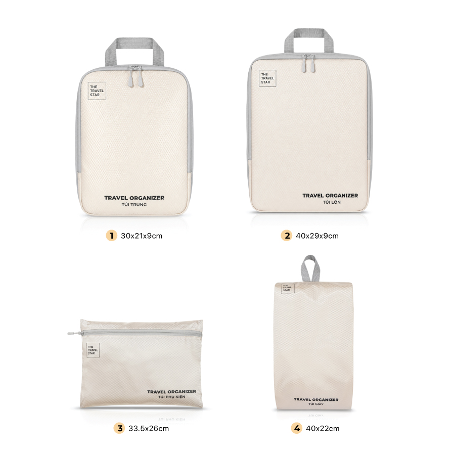 Túi phân loại hành lý The Travel Star GoFlex Organizer Set 4in1 S Beige