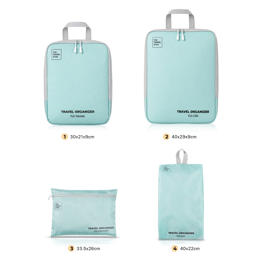 Túi phân loại hành lý The Travel Star GoFlex Organizer Set 4in1 S Blue