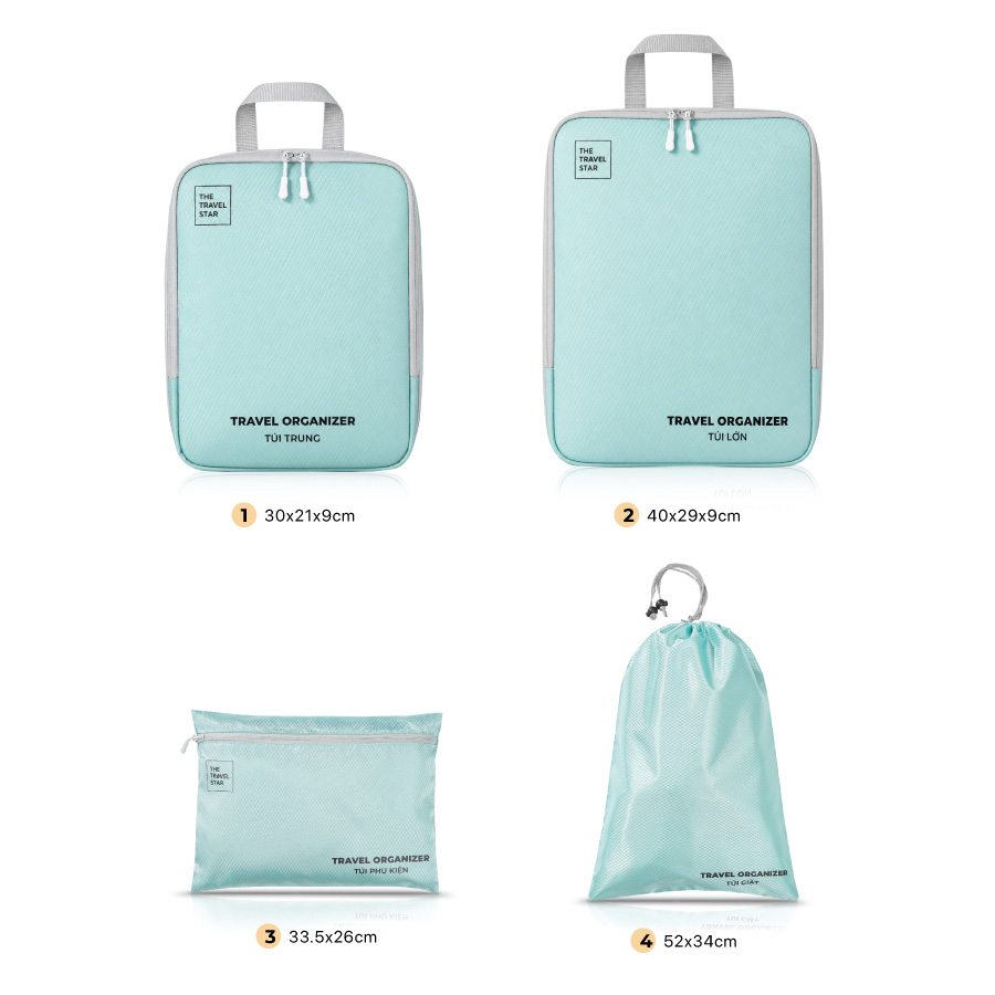 Túi phân loại hành lý The Travel Star GoFlex Organizer Set 4in1 S Blue