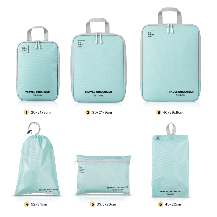 Túi phân loại hành lý The Travel Star GoFlex Organizer Set 6in1 S Blue