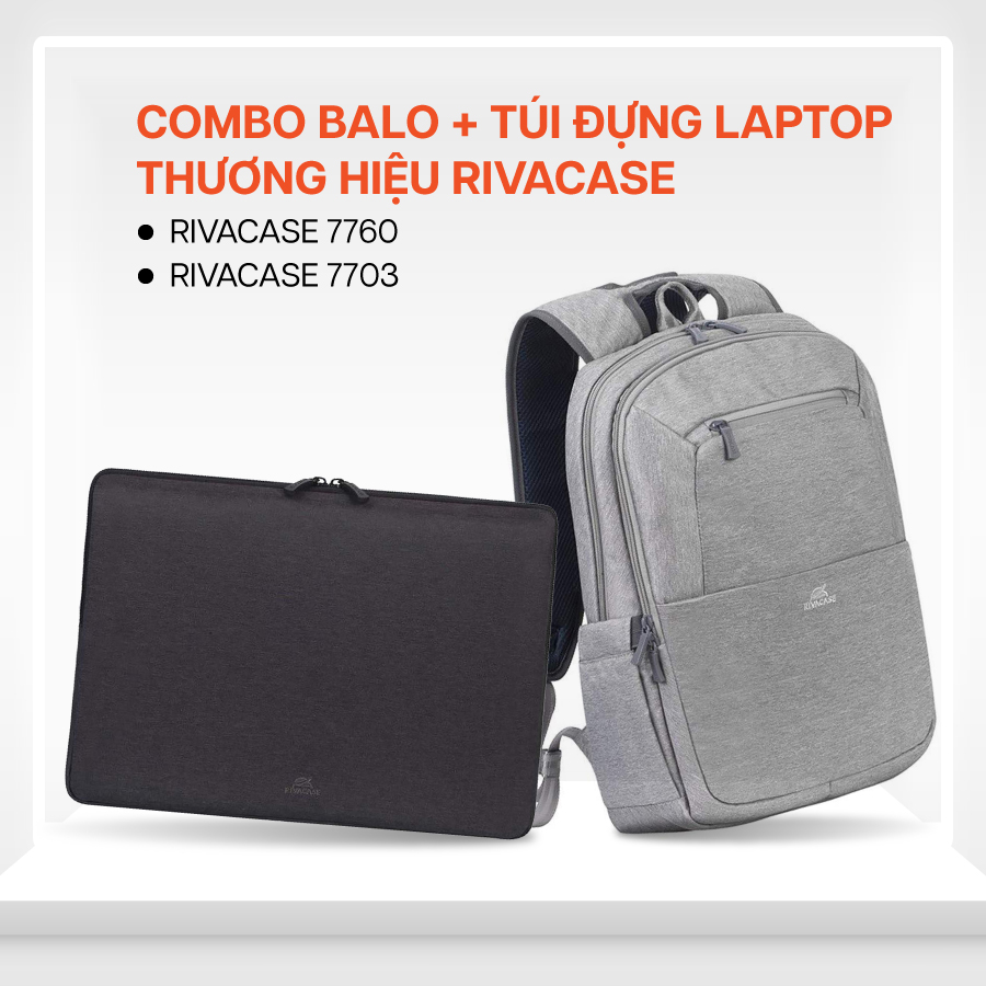 Balo Combo Balo thời trang + Túi đựng laptop từ thương hiệu Rivacase