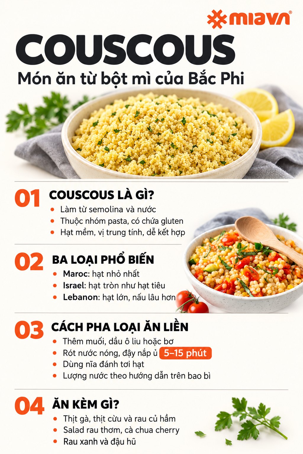 Couscous là gì? Dinh dưỡng, cách nấu và lưu ý khi sử dụng 2