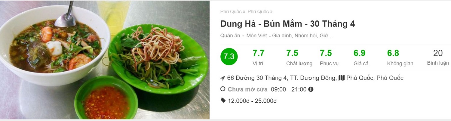 Bún Mắm Dung Hà - Quán Ngon Bình Dị Ở Phú Quốc 4