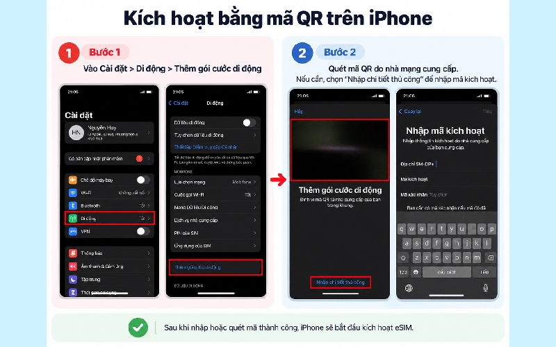 Hướng dẫn cài đặt và cách dùng eSIM trên điện thoại iPhone 9