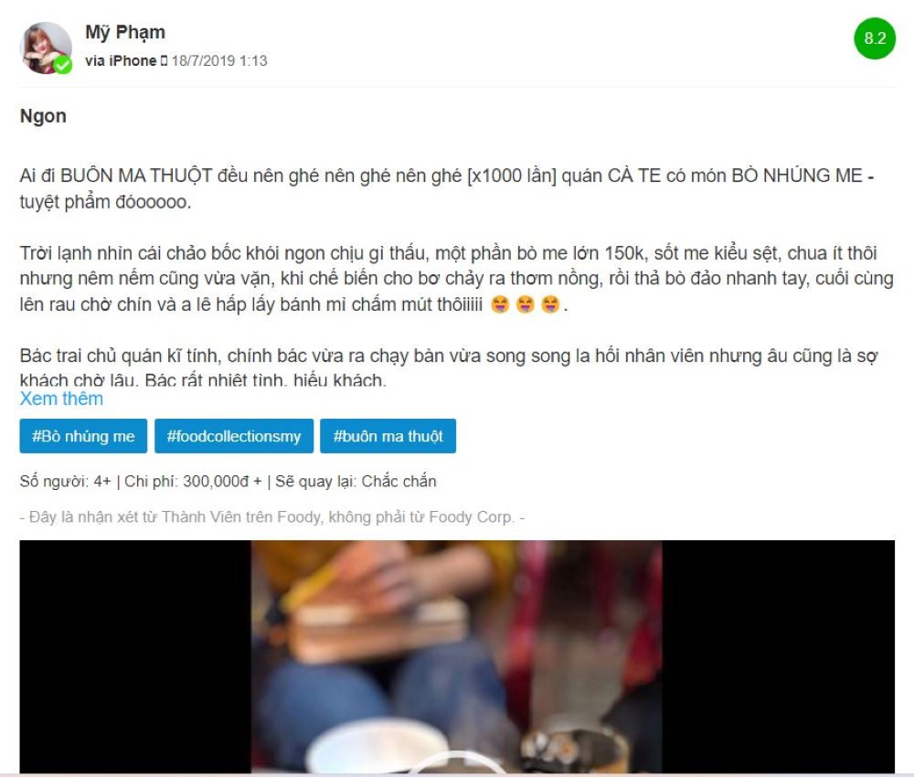 Đậm đà món bò nhúng me Cà Te quán 5