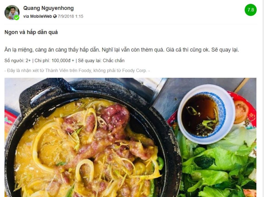 Đậm đà món bò nhúng me Cà Te quán 6