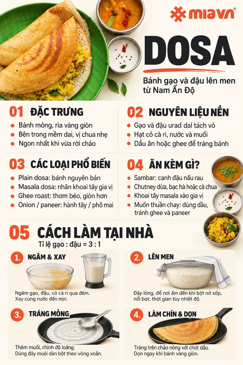 Review món bánh dosa Nam Ấn giòn ngoài, dai mềm trong 2