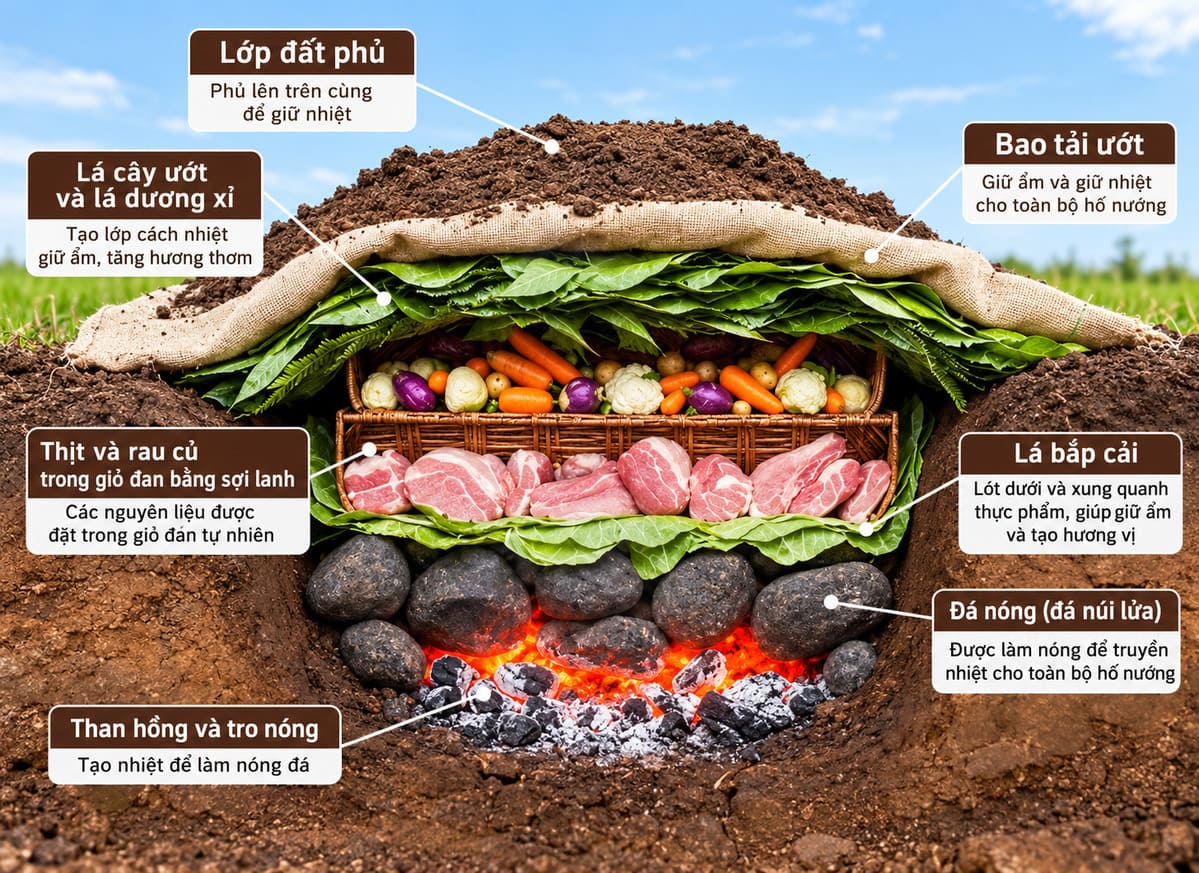 Hangi là gì? Nghệ thuật nấu ăn dưới lòng đất của người Māori 5