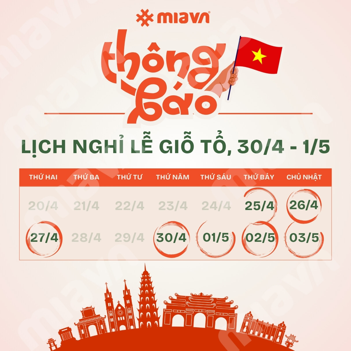 Lịch nghỉ lễ Giỗ Tổ 2026 và 30/4-1/5, gợi ý điểm du lịch hấp dẫn nhất 2