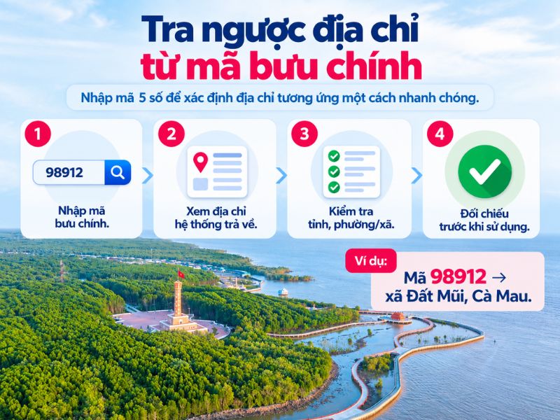Bảng mã bưu chính Cà Mau đầy đủ theo đơn vị hành chính mới 5