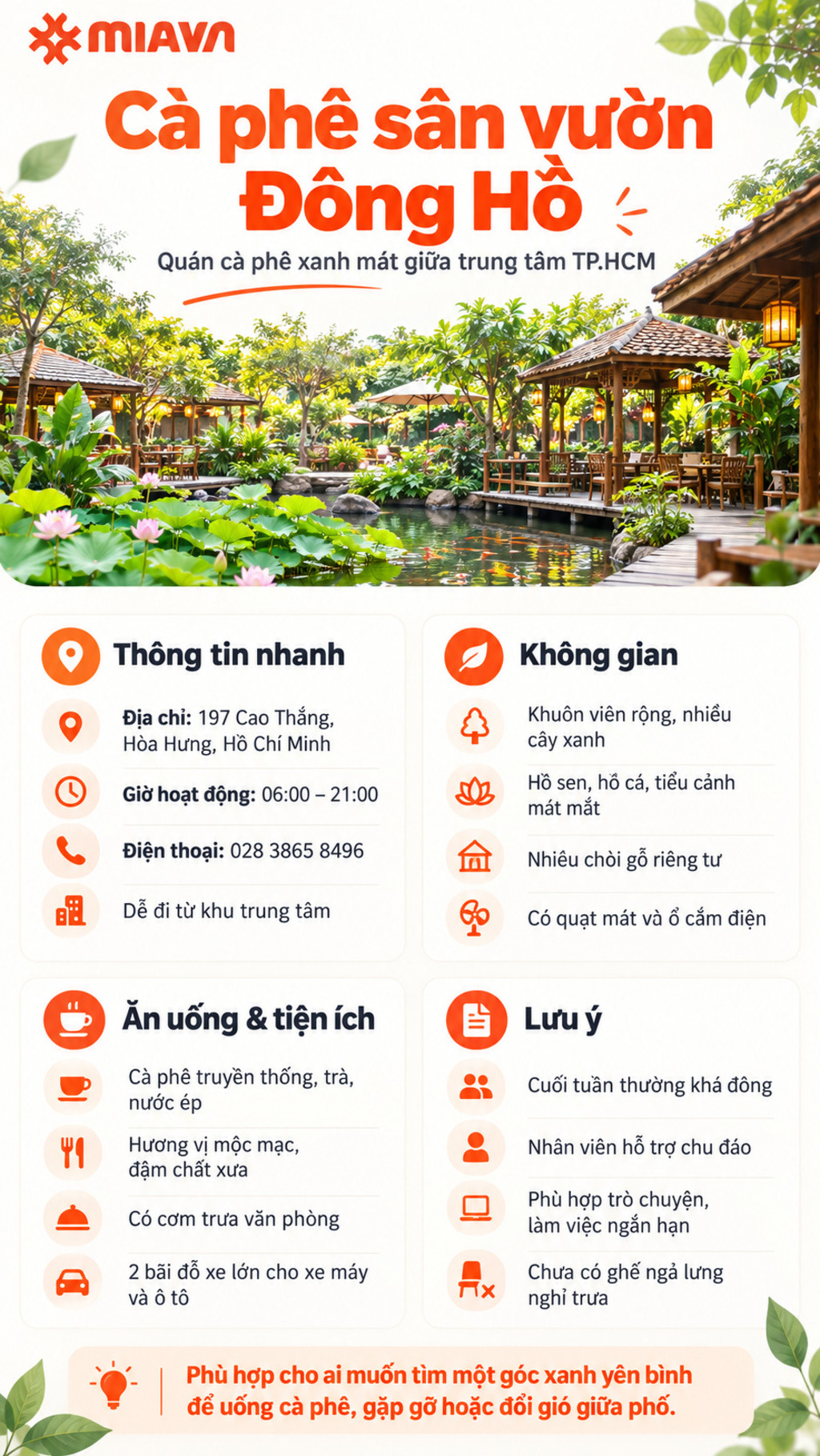 Cà Phê Sân Vườn Đông Hồ, khoảng xanh thư giãn giữa lòng thành phố 2