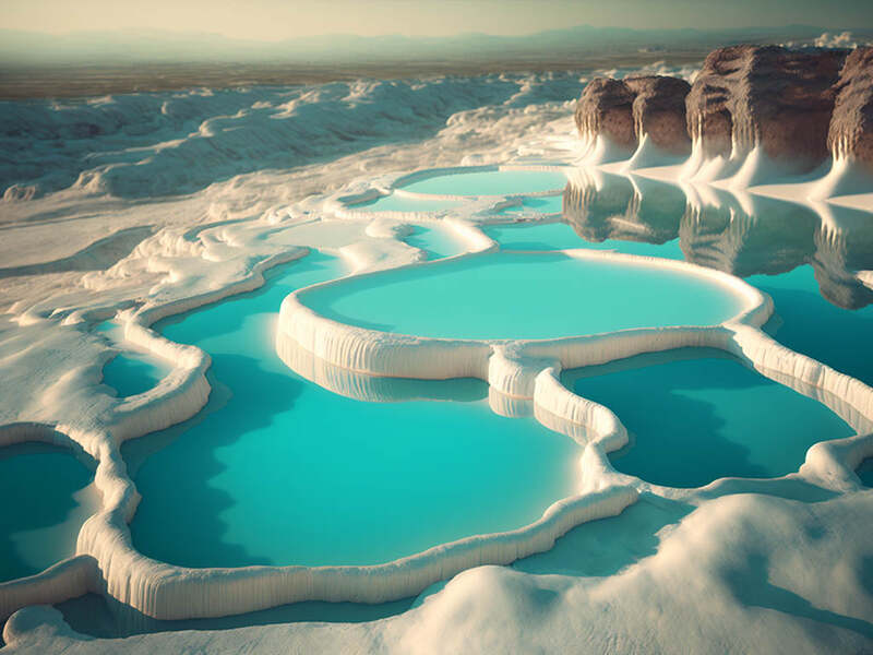 Pamukkale lâu đài bông bên những vách đá trắng ở Thổ Nhĩ Kỳ 2