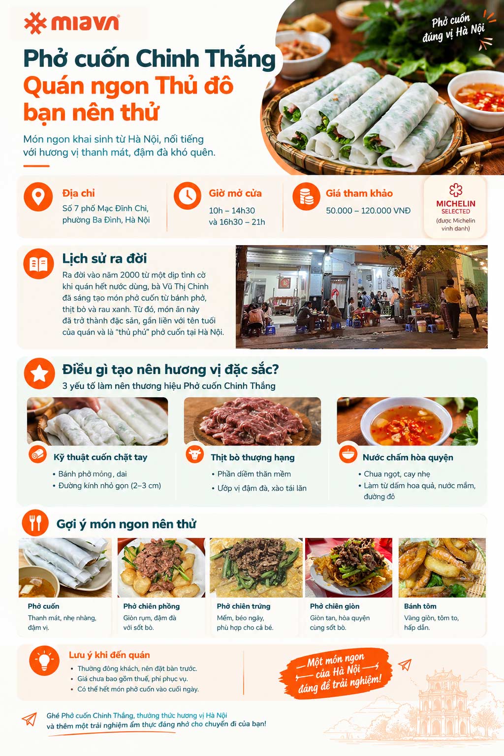 Phở cuốn Chinh Thắng, mỹ vị thủ đô được Michelin vinh danh 2