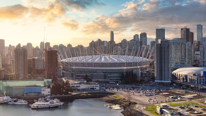 Sân vận động BC Place với mái vòm khổng lồ đặc trưng ở Vancouver 2