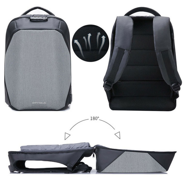 Ofiyaa Passcode Lock Defender for Laptop 15" (OFI1902) Backpack M Grey 2