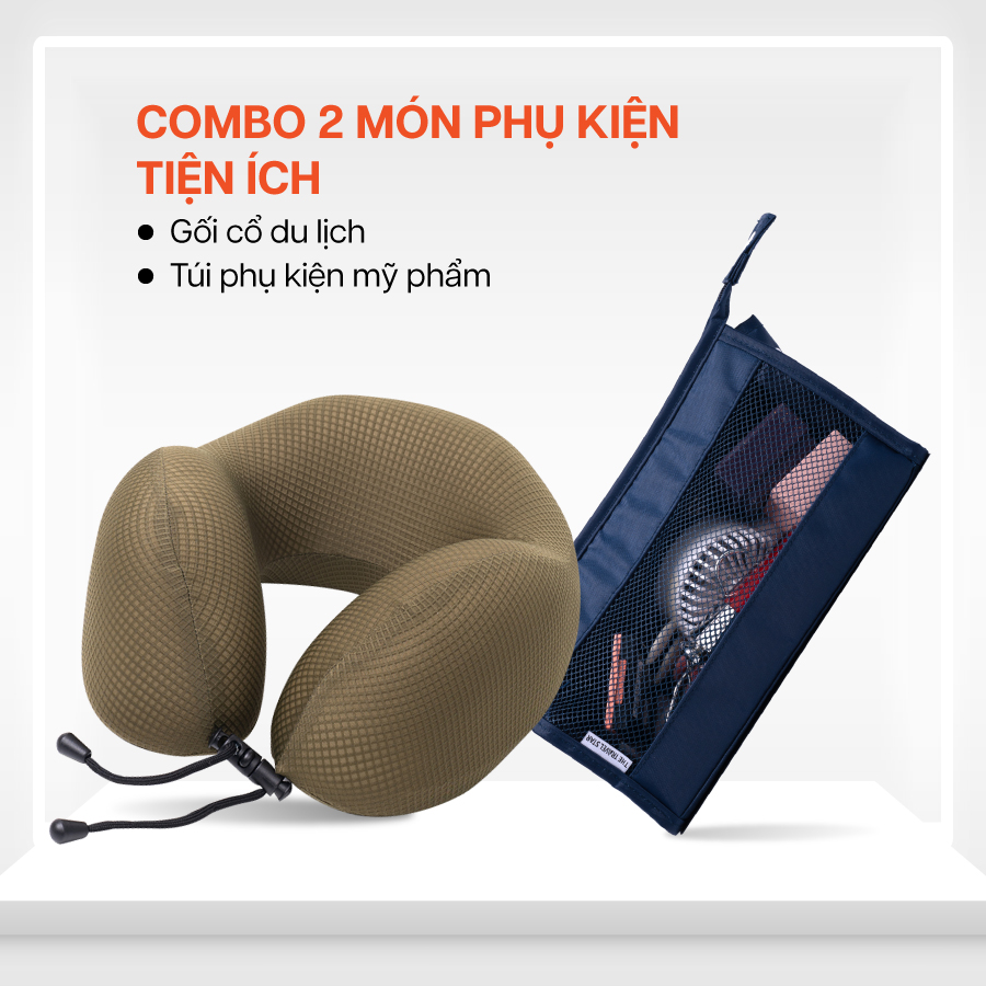 Phụ kiện khác Combo 2 món phụ kiện: Gối cổ du lịch tiện lợi + Túi đựng mỹ phẩm