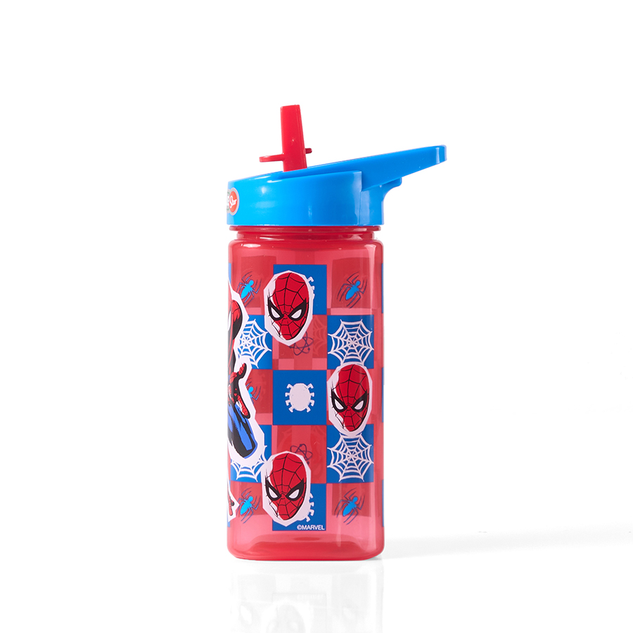 Bình nước Disney Spider Man 74714 Straw Water Bottle 510ml Red