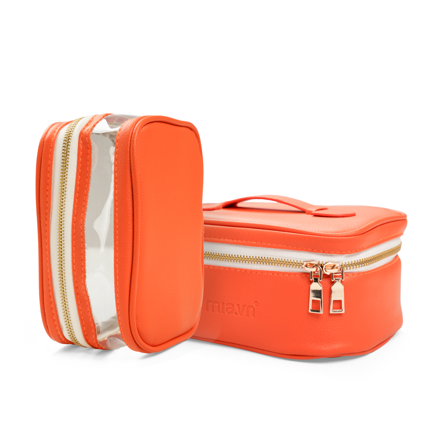 Túi đựng mỹ phẩm Mia Leather travel comestic case set S Orange