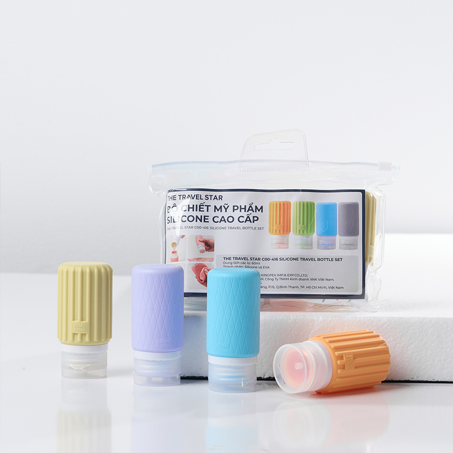 Bộ chai lọ chiết mỹ phẩm The Travel Star C00-416 Silicone Travel Bottle Set 60ml Rainbow