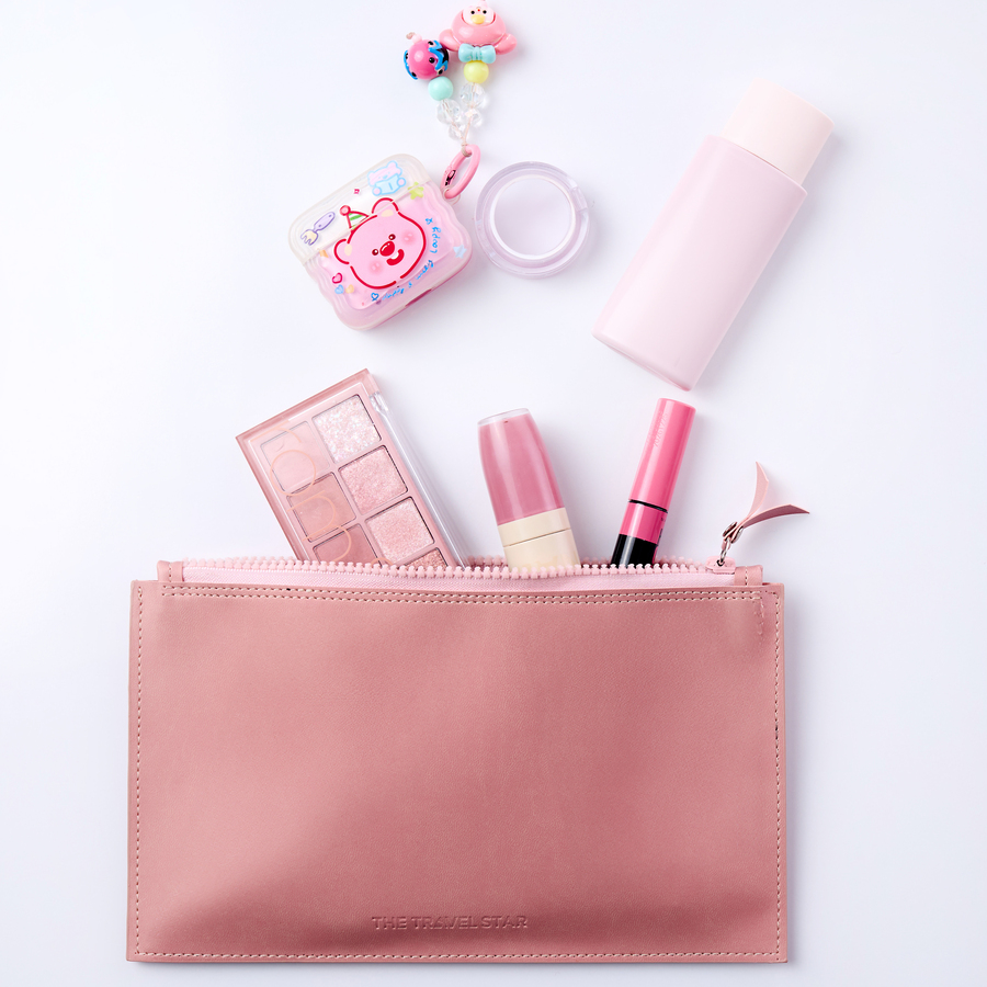 Túi đựng mỹ phẩm The Travel Star Leather Clutch S Pink