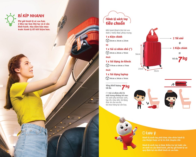 Quy định 7kg hành lý xách tay Vietjet cần lưu ý 4