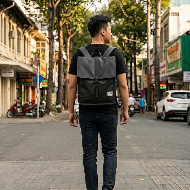 Balo đen trơn Herschel City Weather Resistant dễ sử dụng hơn mình nghĩ 3
