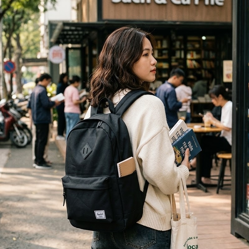 Balo đen trơn Herschel Heritage TM đơn giản nhưng ứng dụng cao 6