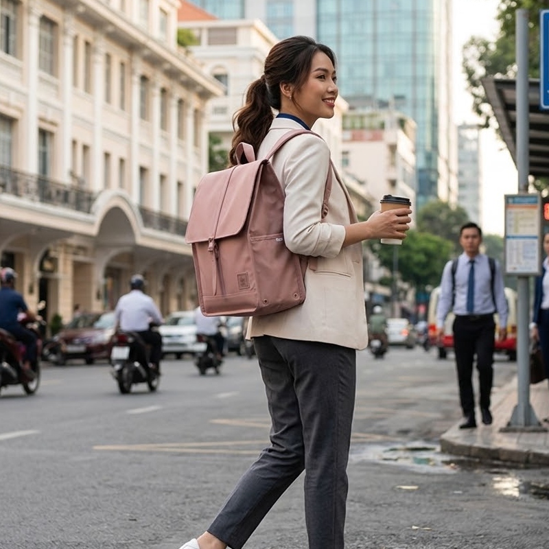 Trên tay balo nữ đựng laptop Herschel City Weather Resistant 3