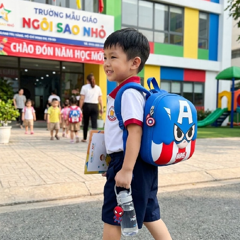 Review thực tế balo cho bé trai mẫu giáo Disney Captain America 3