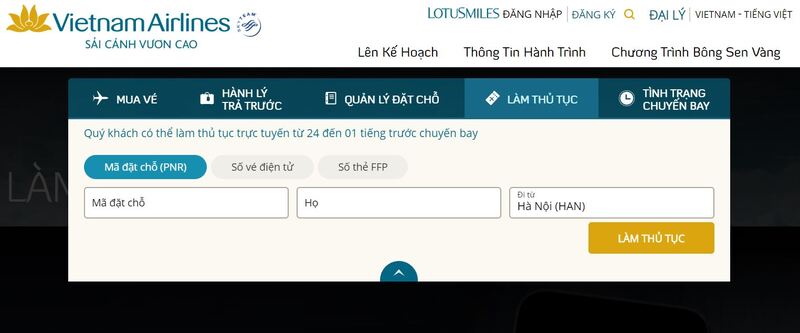 Hướng dẫn cách check-in online Vietnam Airlines 2