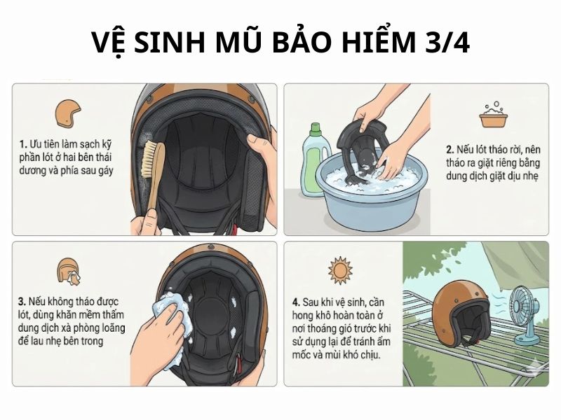 Cách vệ sinh mũ bảo hiểm giúp hết mùi hôi và bền lâu 4