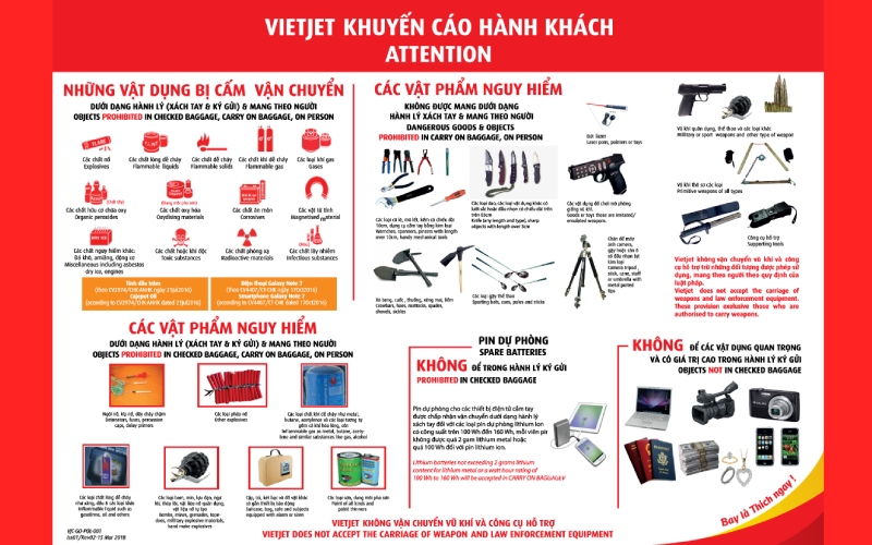Đi máy bay Vietjet không được mang gì? Cập nhật mới nhất 2