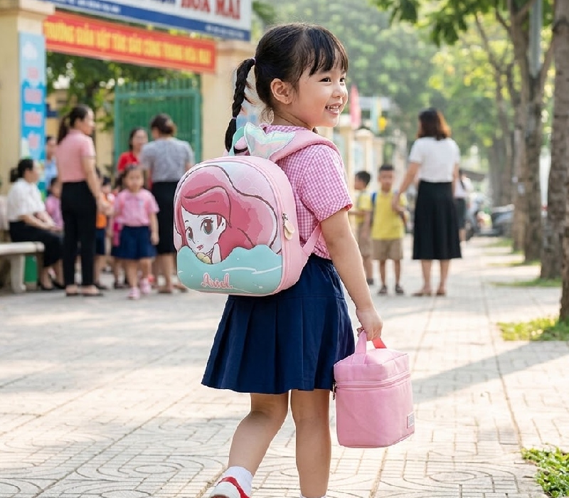 Review balo cho bé gái mẫu giáo Disney Ariel