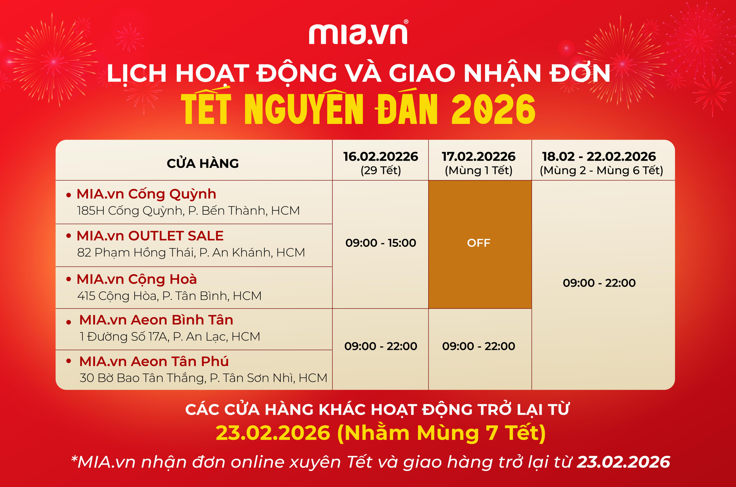 MIA.VN THÔNG BÁO LỊCH TRÌNH GIAO NHẬN ĐƠN HÀNG TẾT NGUYÊN ĐÁN 2026 2
