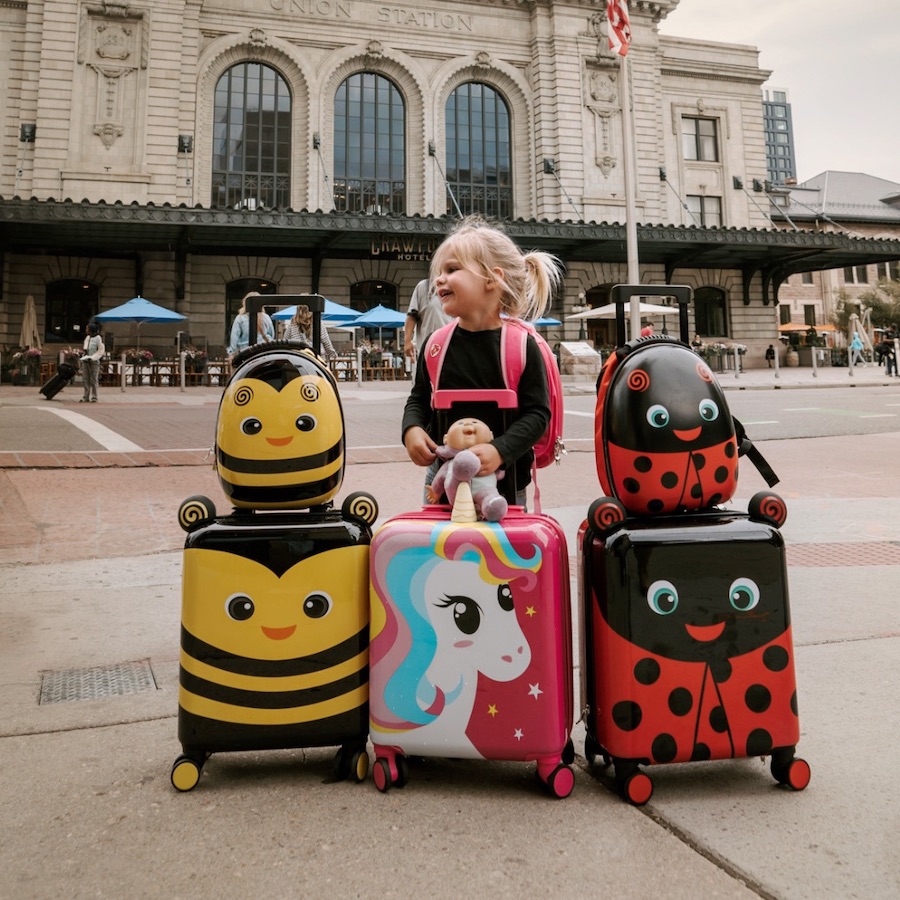 Vali kéo trẻ em Heys Vali Super Tots Spinner M Lady Bug Red
