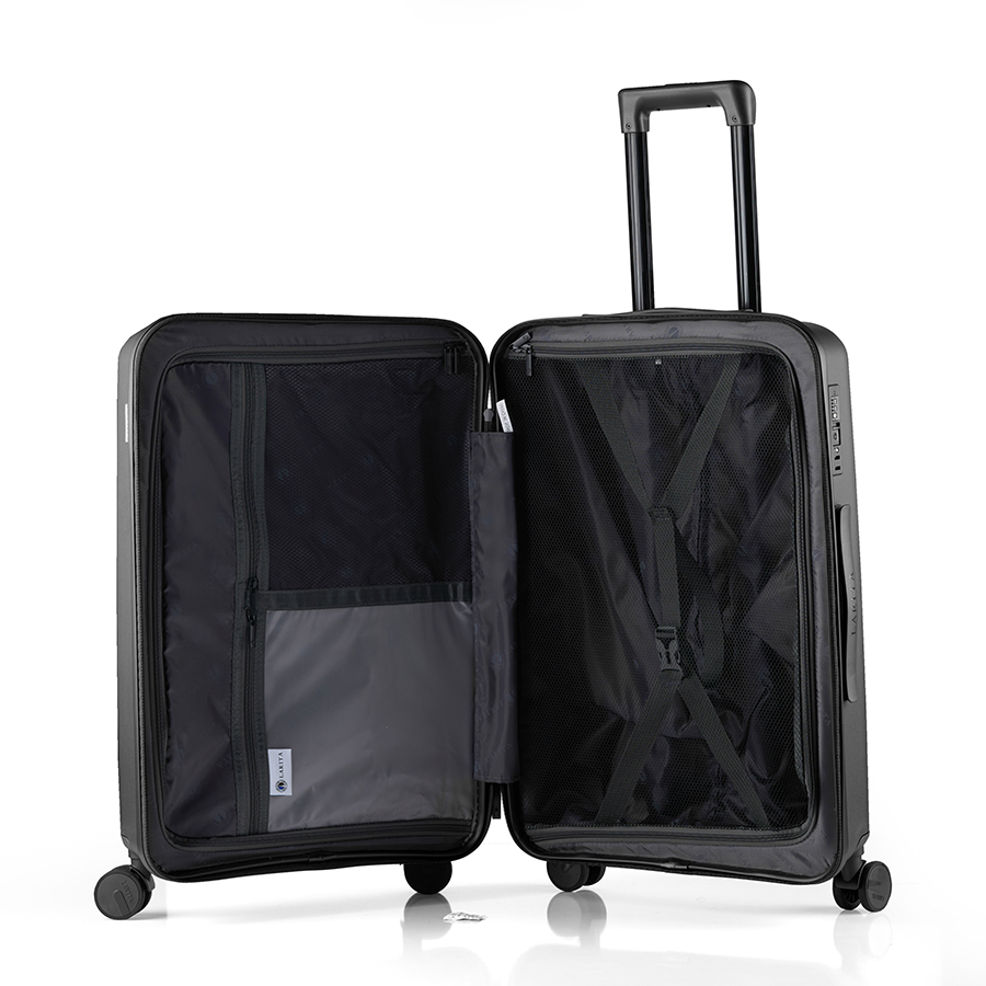 Vali kéo nhựa dẻo Combo 2 Vali Larita Lena Size S + M Black