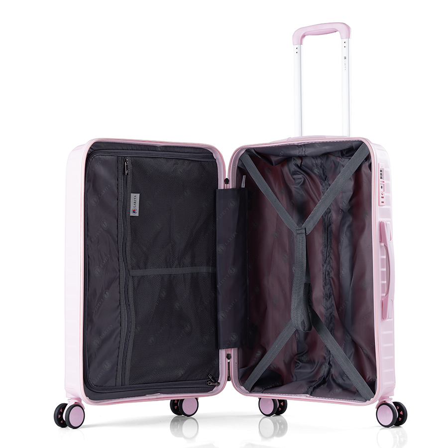 Vali kéo nhựa dẻo Larita Rico AH0324_Combo M+L Pink